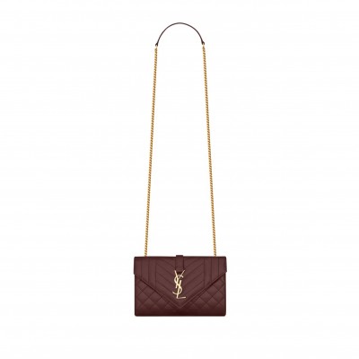 YSL ENVELOPE SMALL IN QUILTED GRAIN DE POUDRE EMBOSSED LEATHER 600195BOW916475 (21*13*6cm)